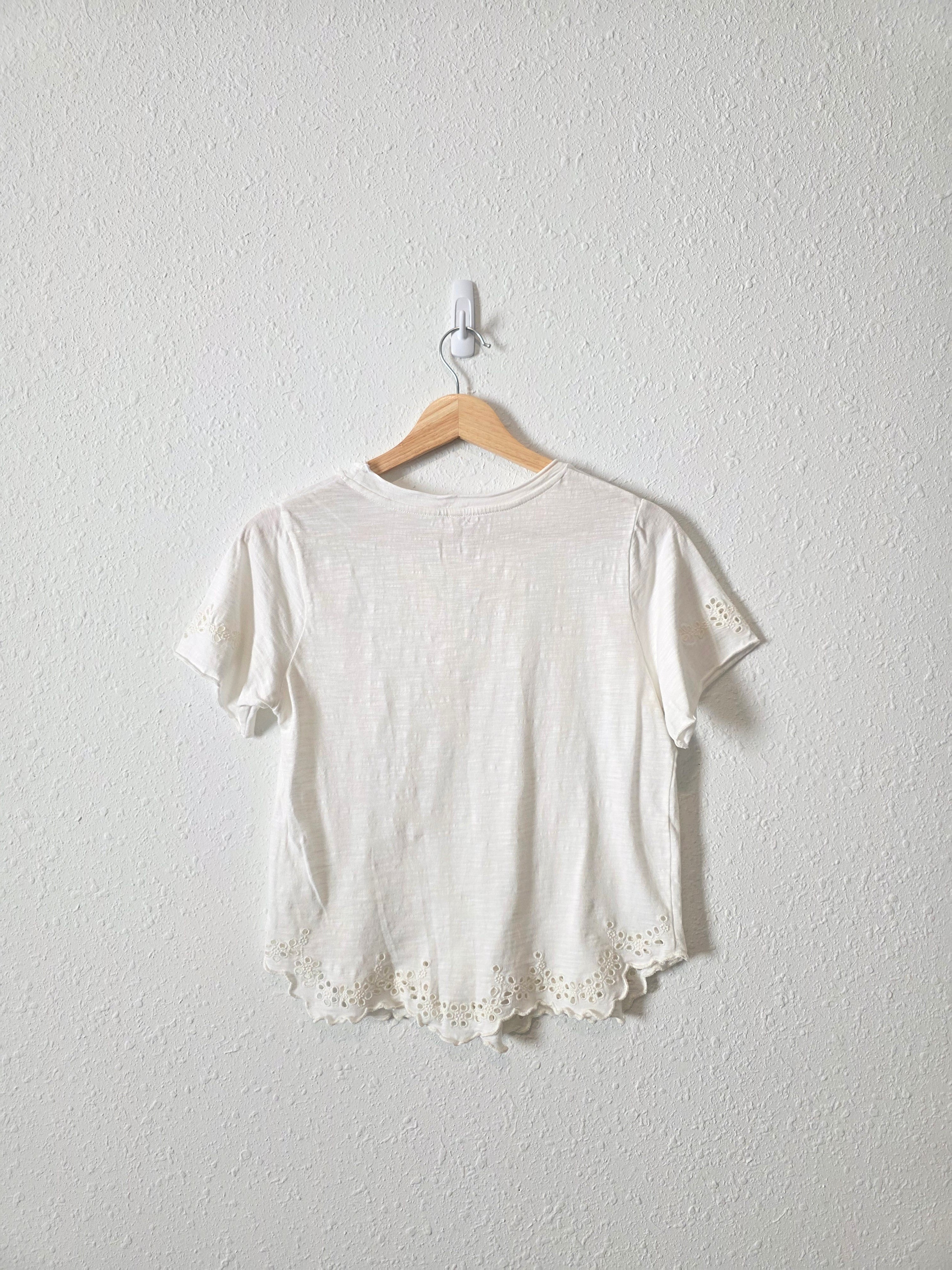 Free People Floral Eyelet Tee (S)