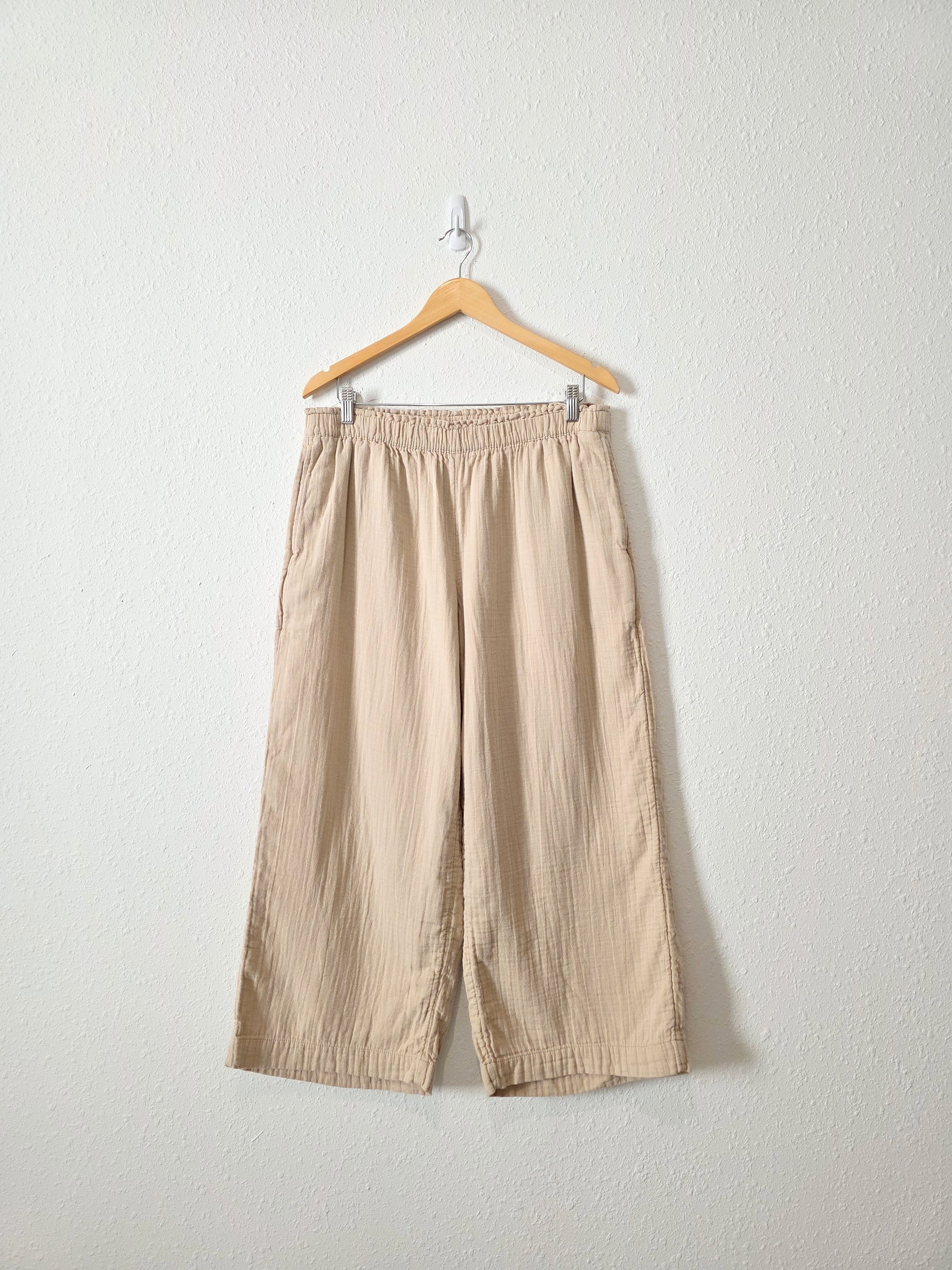 Cotton Gauze Wide Leg Pants (L)