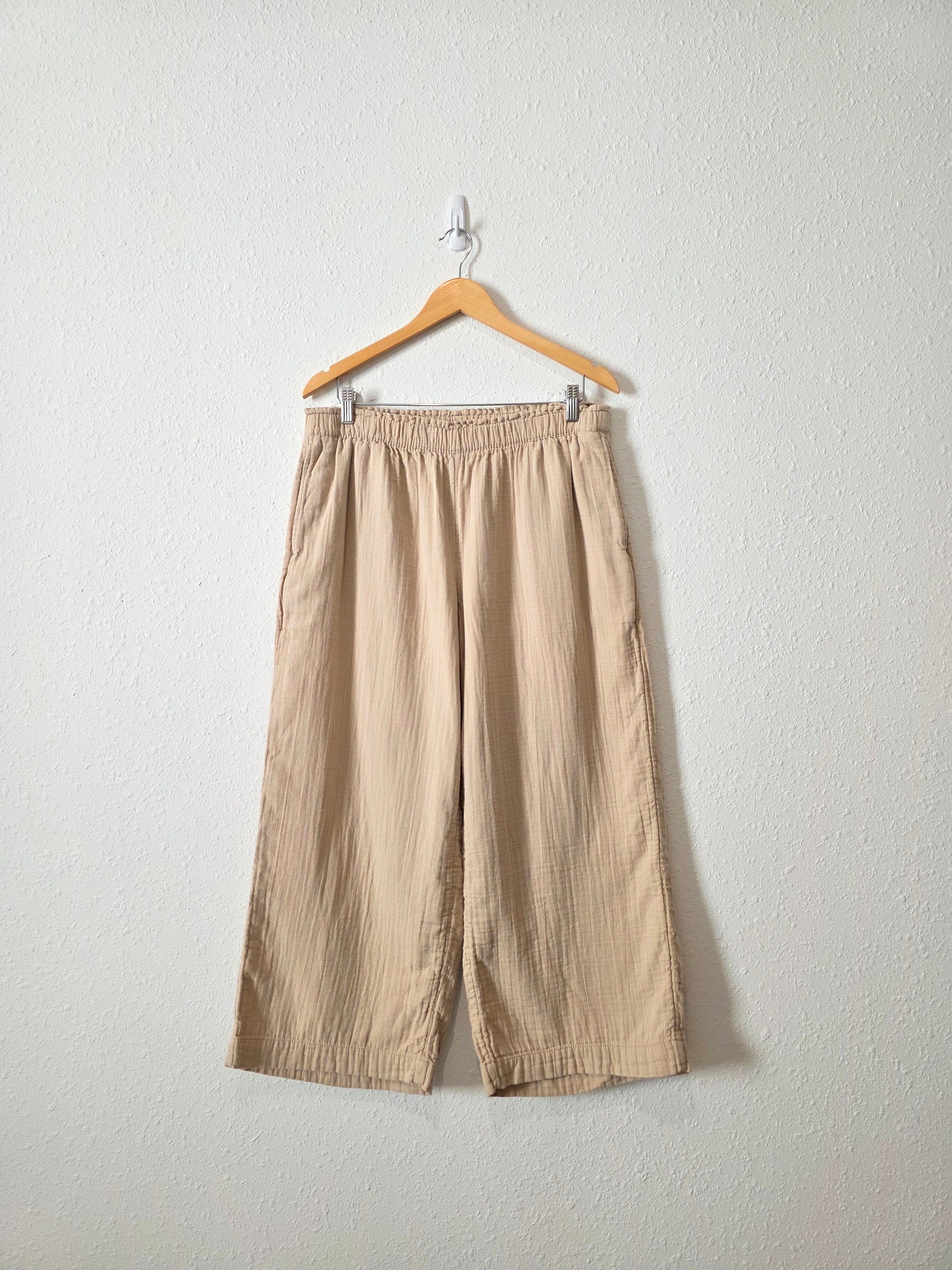 Cotton Gauze Wide Leg Pants (L)