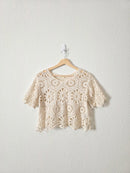 Neutral Crochet Knit Top (S)