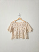 Neutral Crochet Knit Top (S)
