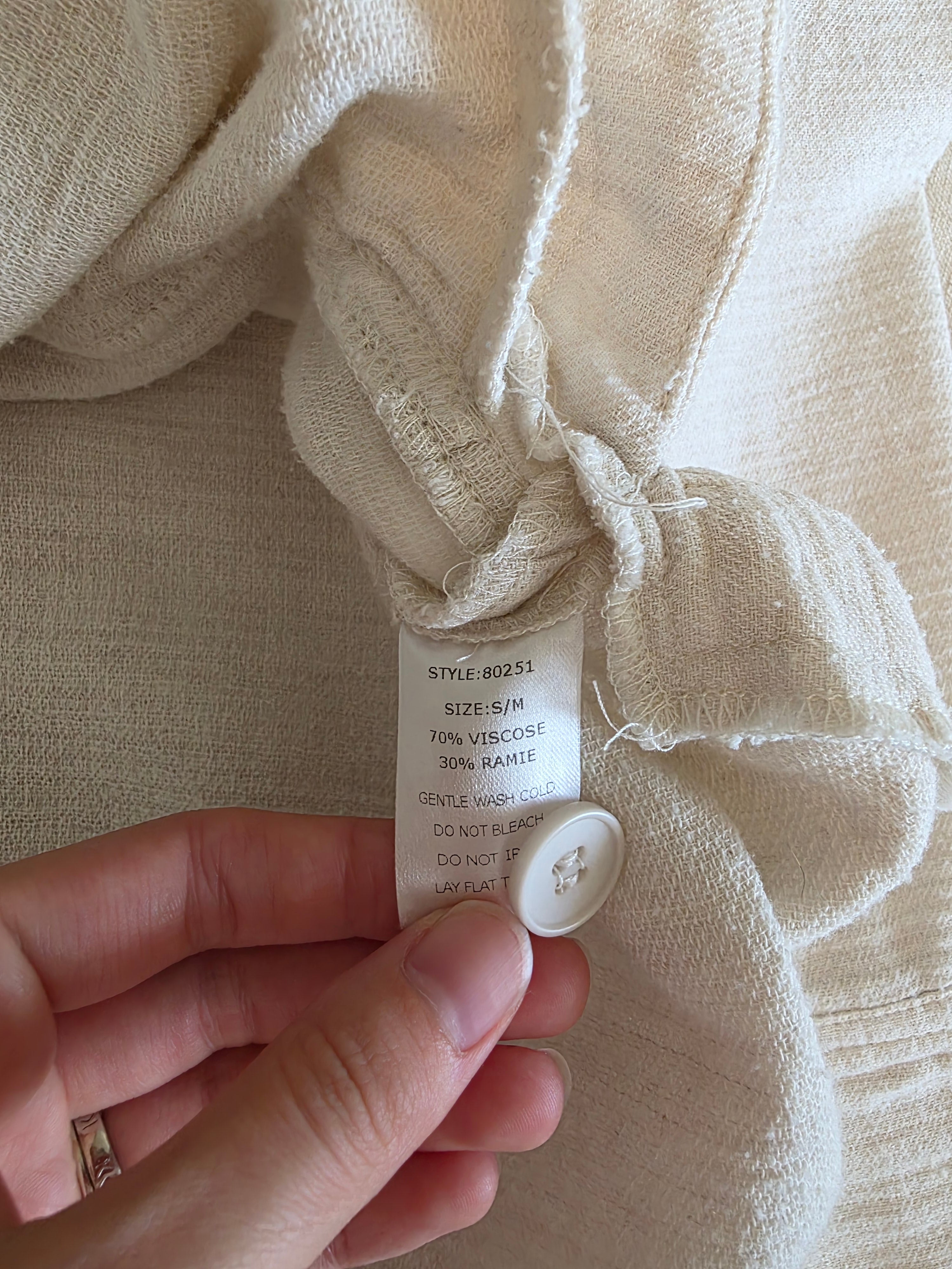 Grade & Gather Oat Button Up Jacket (S/M)