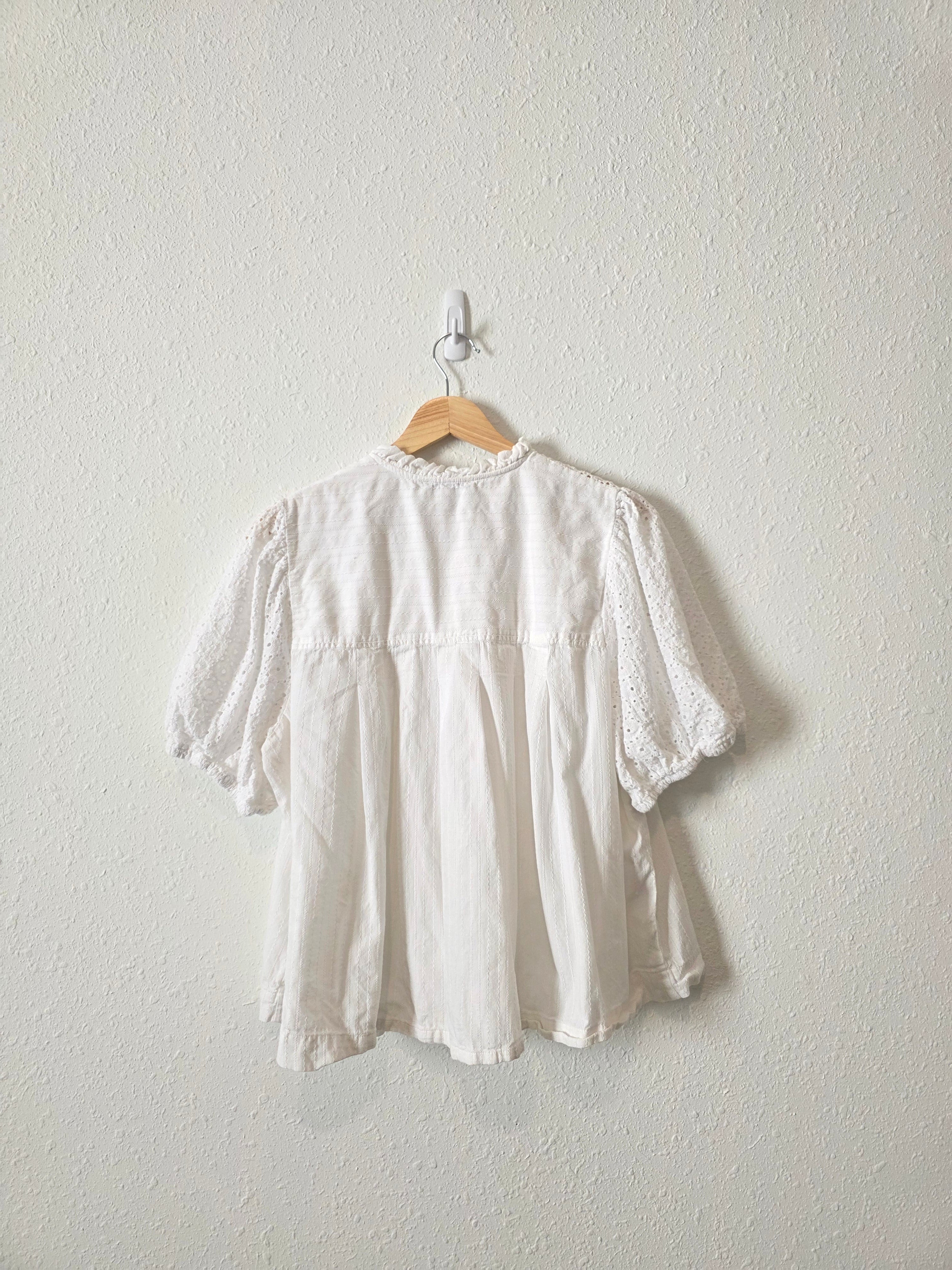 White Cotton Eyelet Blouse (1X)