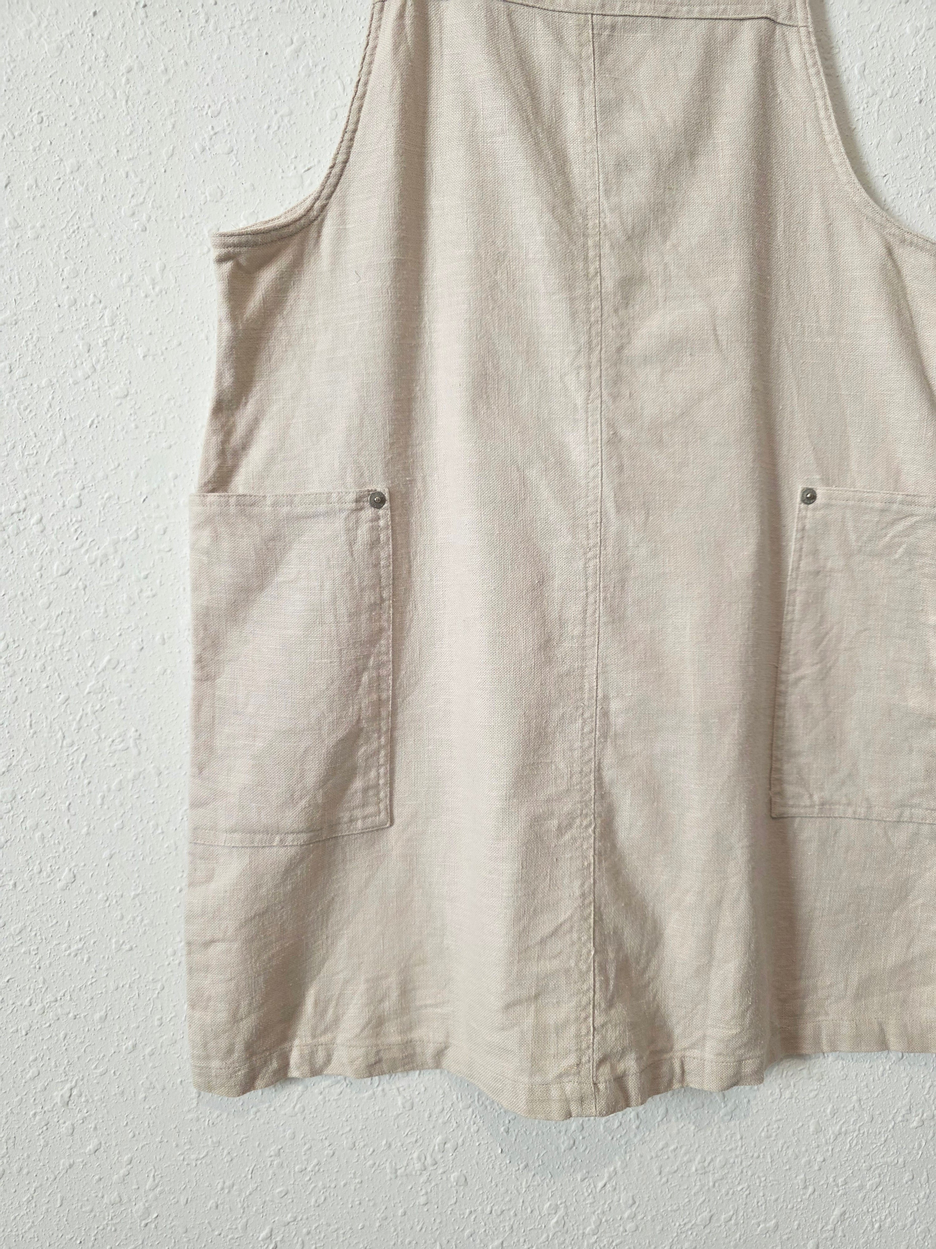 Vintage Linen Cotton Overall Dress (S)