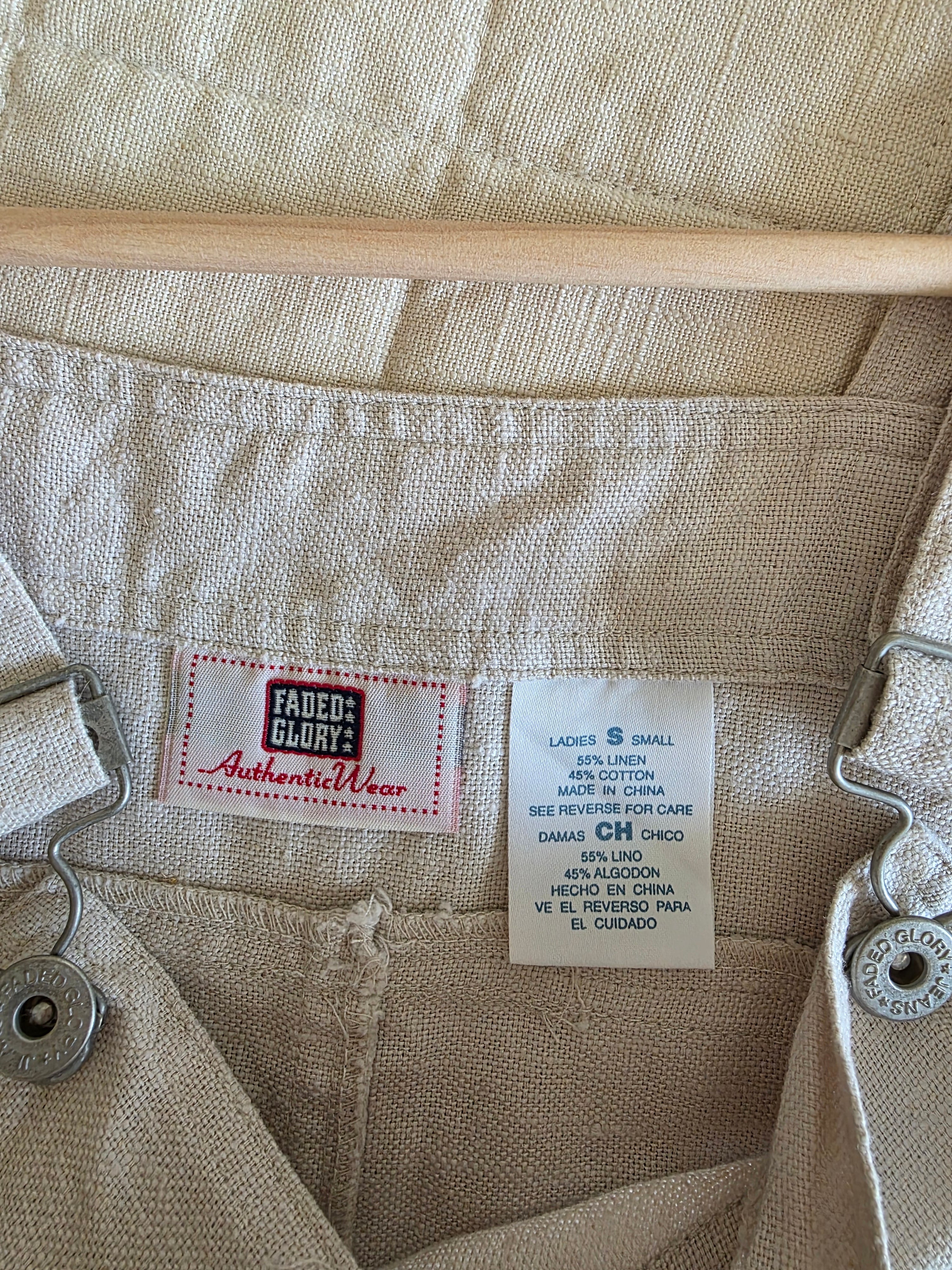 Vintage Linen Cotton Overall Dress (S)