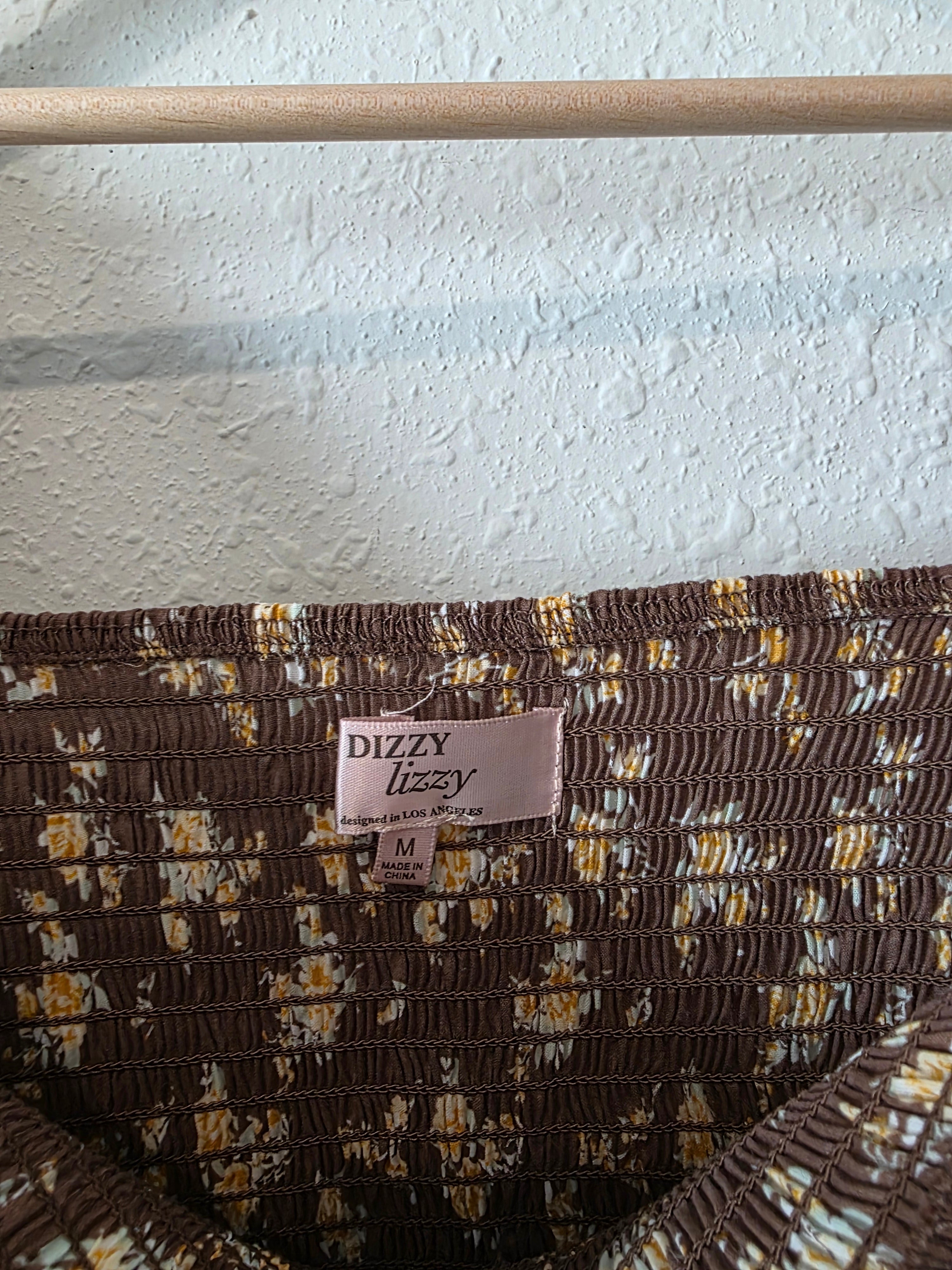 NEW Brown Floral Smocked Top (M)