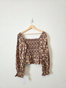 NEW Brown Floral Smocked Top (M)