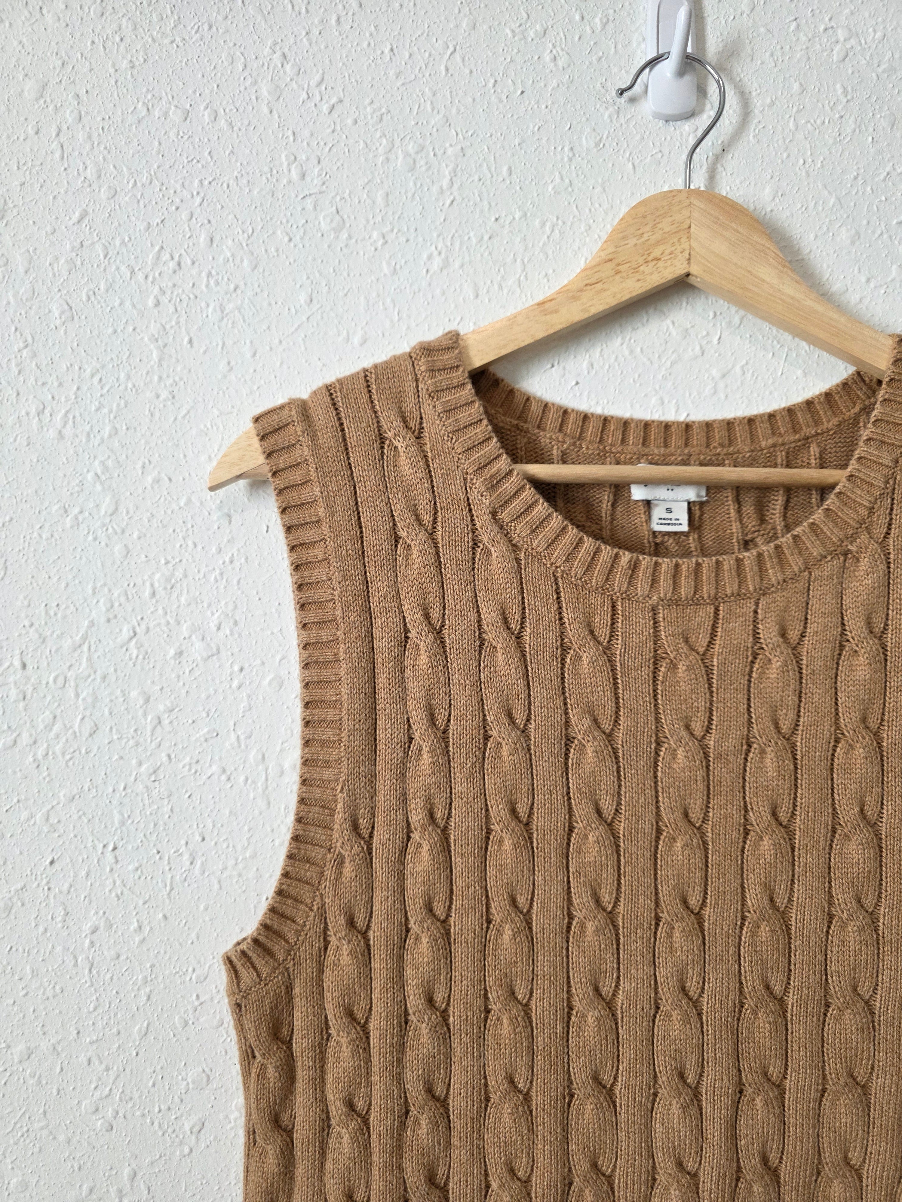 J.Crew Brown Cable Knit Vest (S)