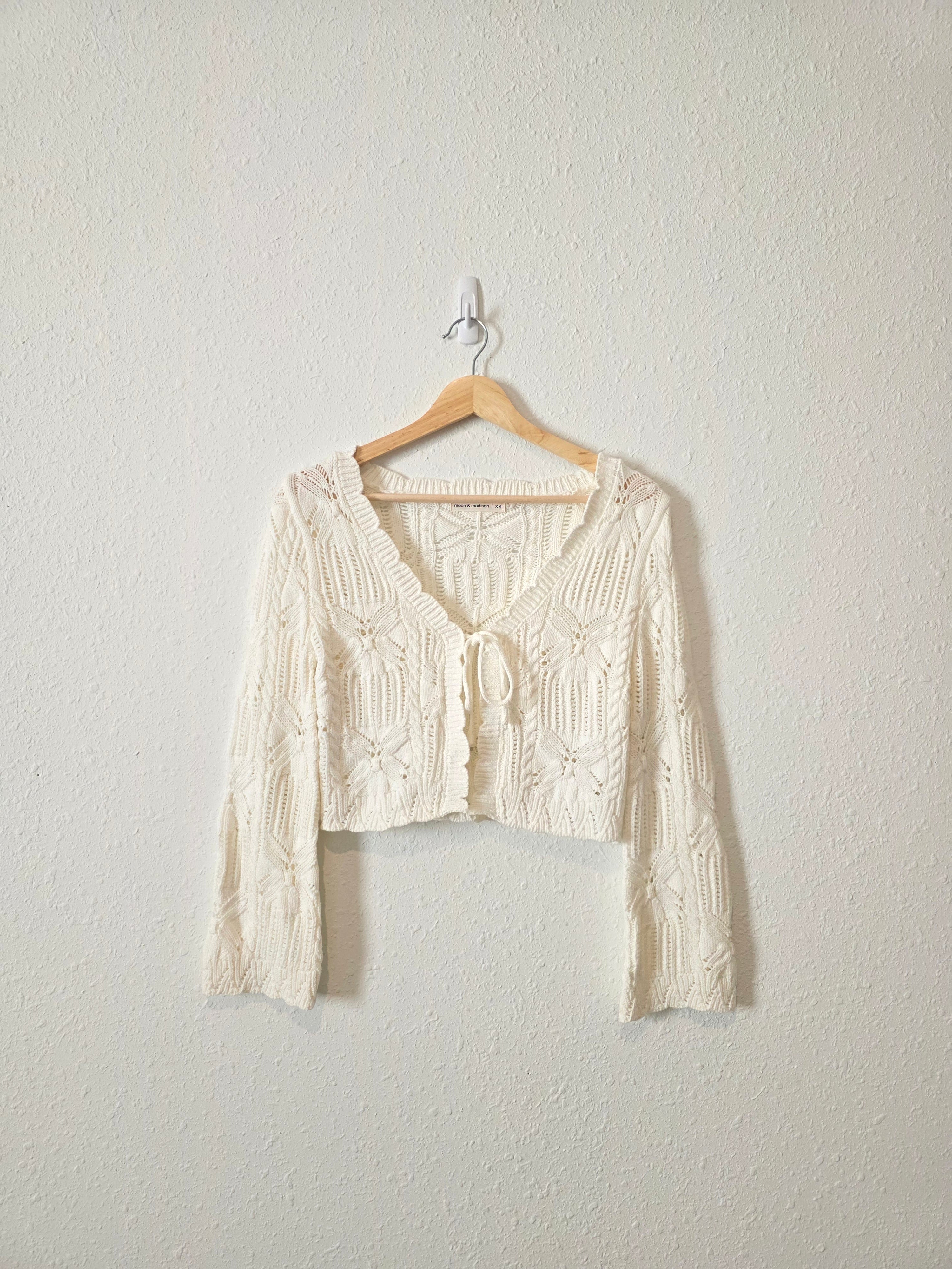 Neutral Tie Front Sweater (XS)