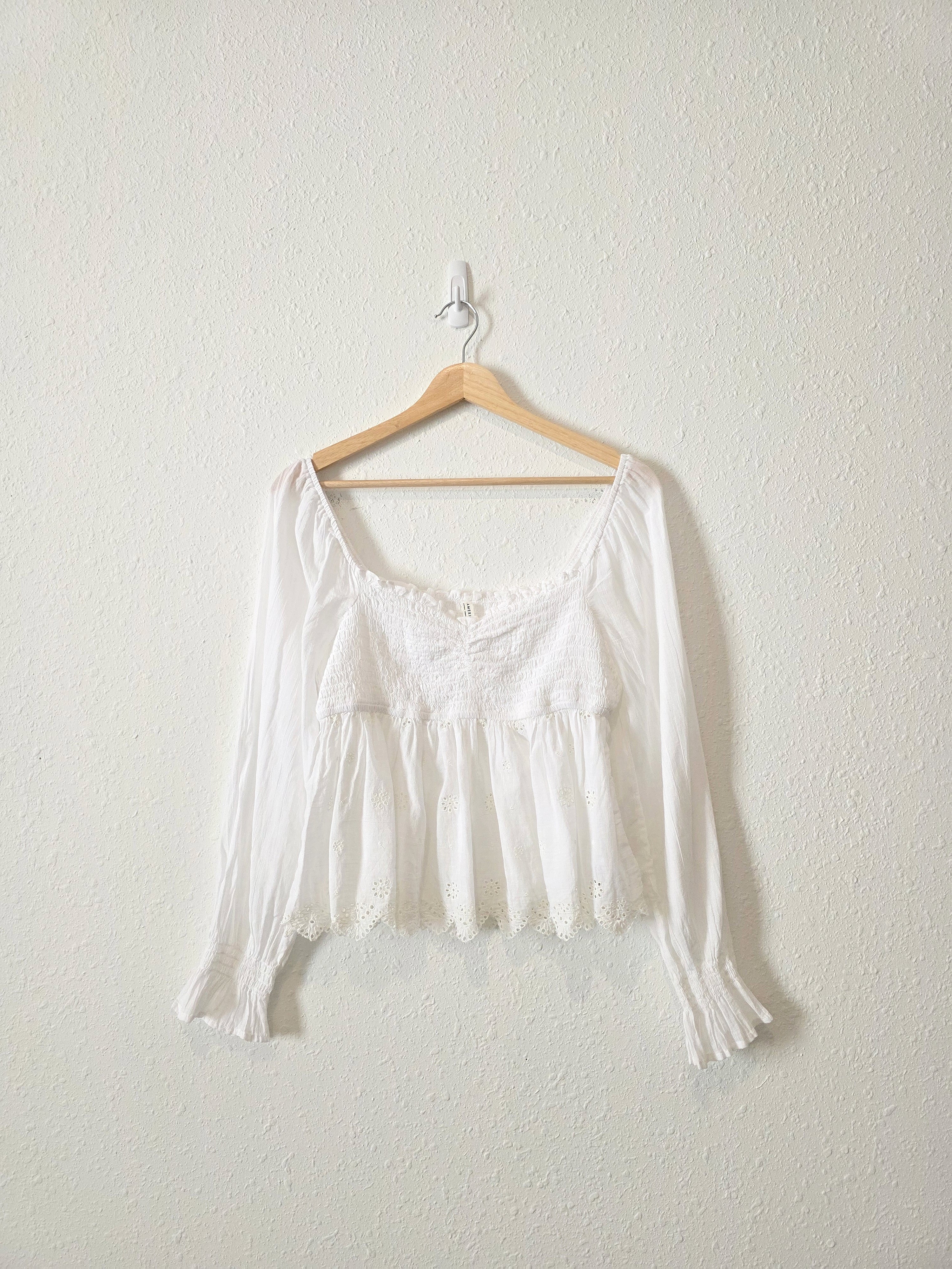 White Eyelet Babydoll Blouse (M)