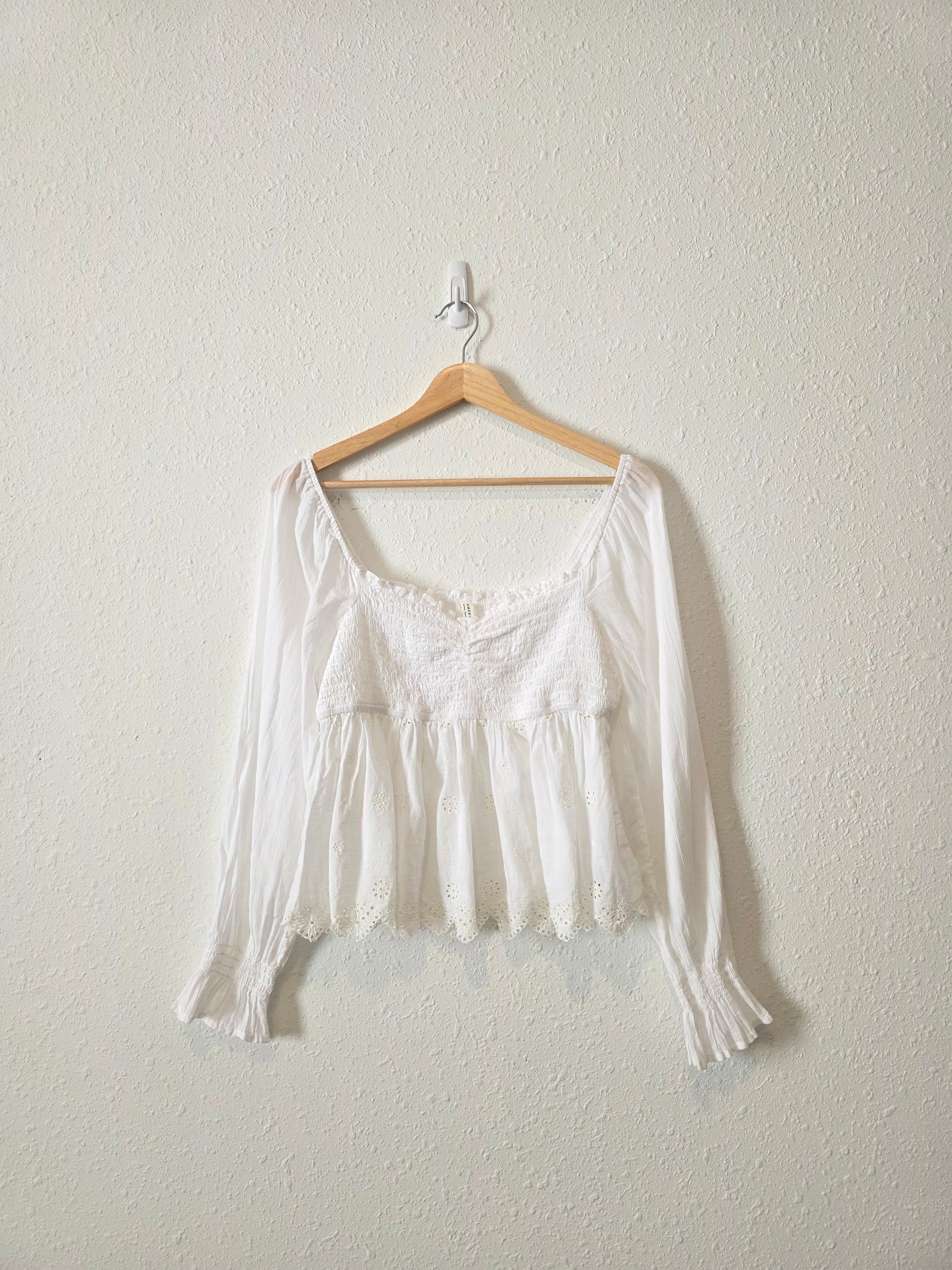 White Eyelet Babydoll Blouse (M)