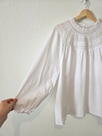 Loft White Puff Sleeve Blouse (XL)