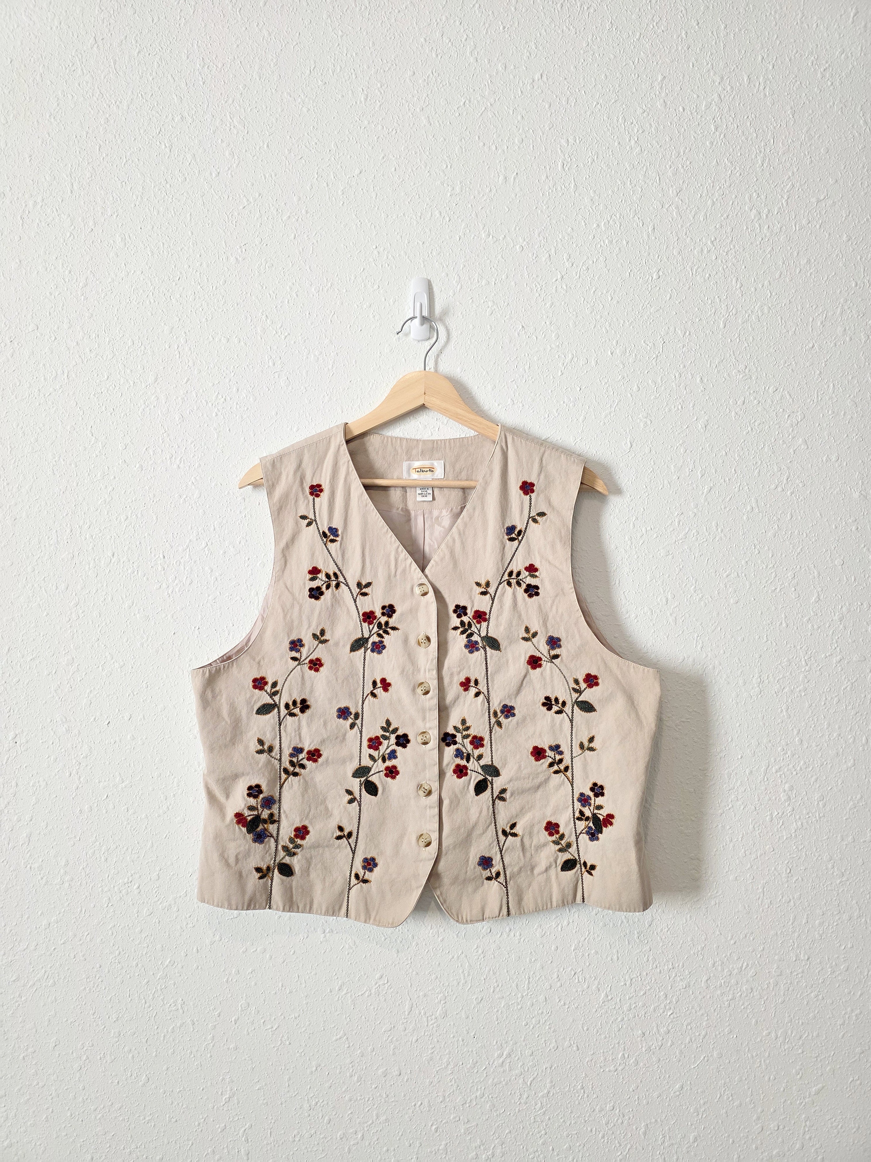 Vintage Floral Embroidered Vest (L)