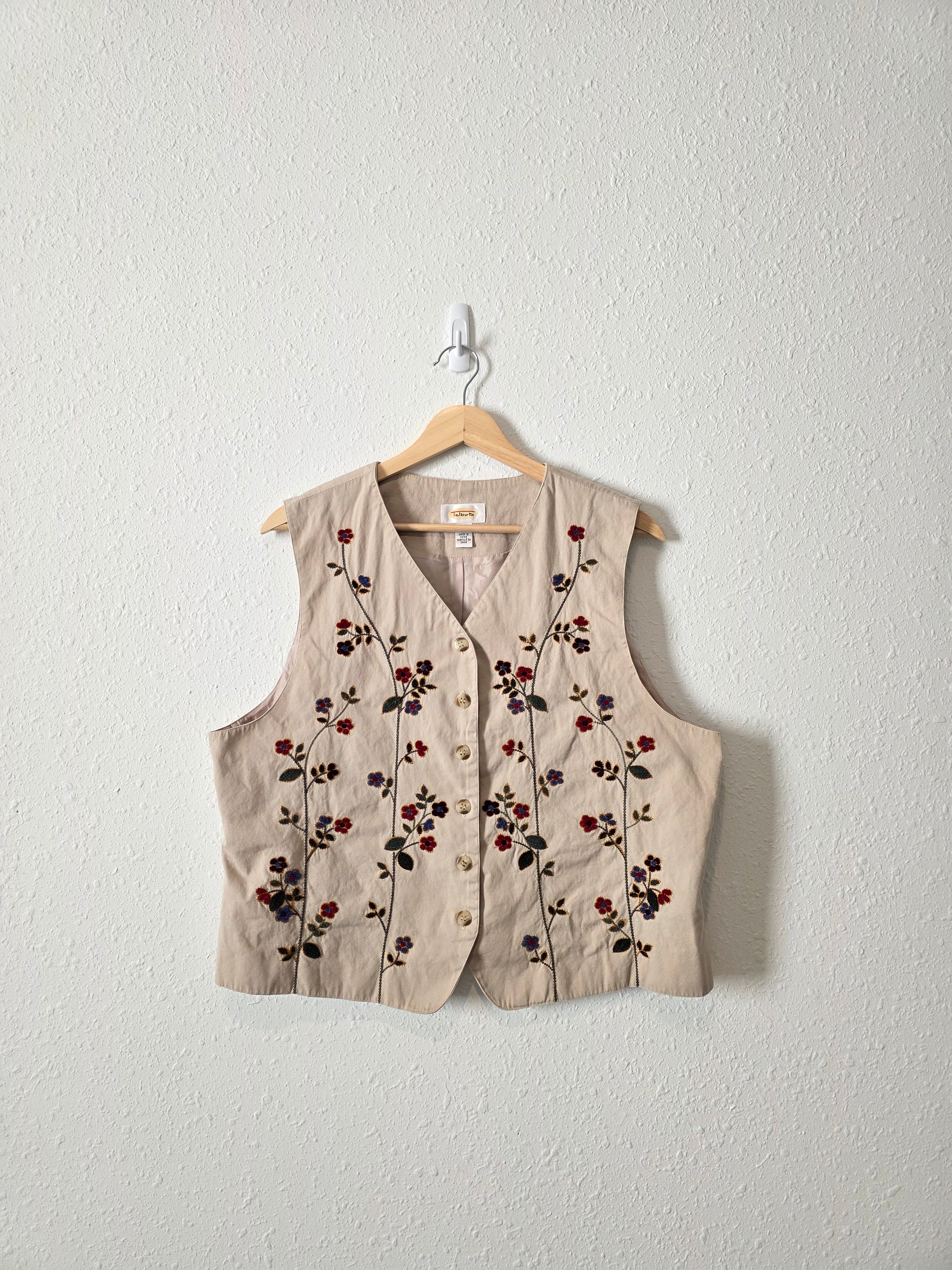 Vintage Floral Embroidered Vest (L)