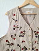 Vintage Floral Embroidered Vest (L)