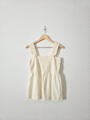 Linen Blend Smocked Tank (M)