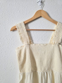 Linen Blend Smocked Tank (M)