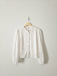 Floral Embroidered Button Up (L)