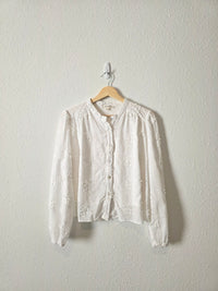 Floral Embroidered Button Up (L)