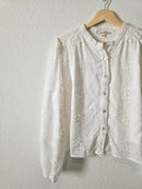 Floral Embroidered Button Up (L)