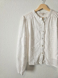 Floral Embroidered Button Up (L)
