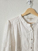 Floral Embroidered Button Up (L)