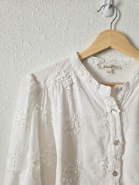 Floral Embroidered Button Up (L)