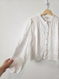 Floral Embroidered Button Up (L)