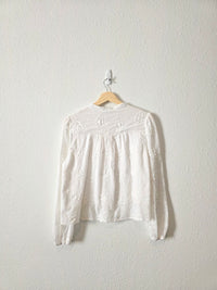 Floral Embroidered Button Up (L)