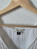 White Cotton Gauze Ruffle Top (M)