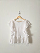 White Cotton Gauze Ruffle Top (M)