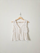 White Lace Tie Front Top (M)