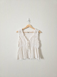 White Lace Tie Front Top (M)
