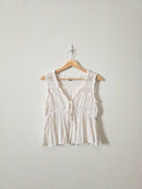 White Lace Tie Front Top (M)