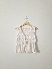 White Lace Tie Front Top (M)