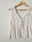 White Lace Tie Front Top (M)