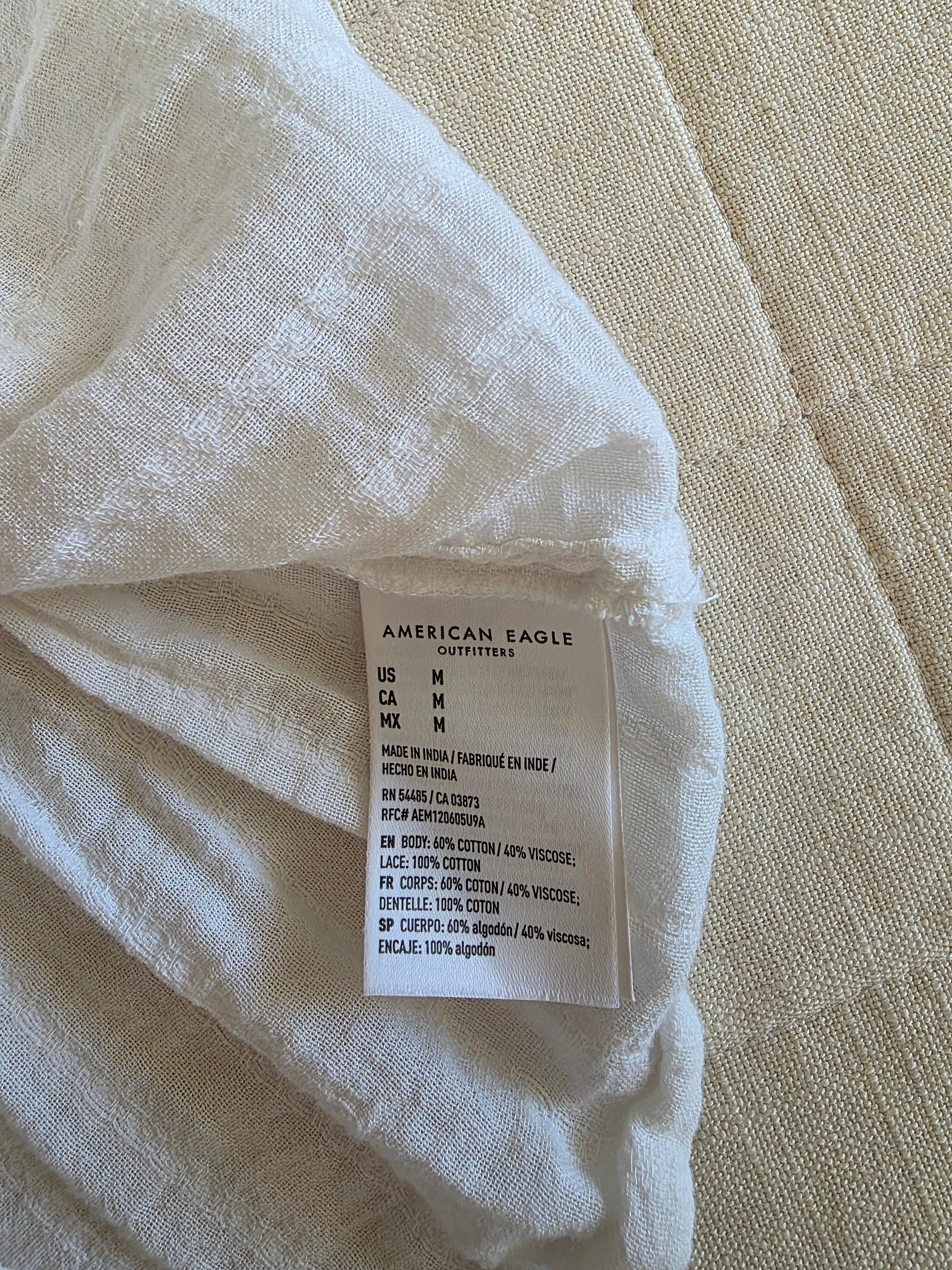 White Lace Tie Front Top (M)