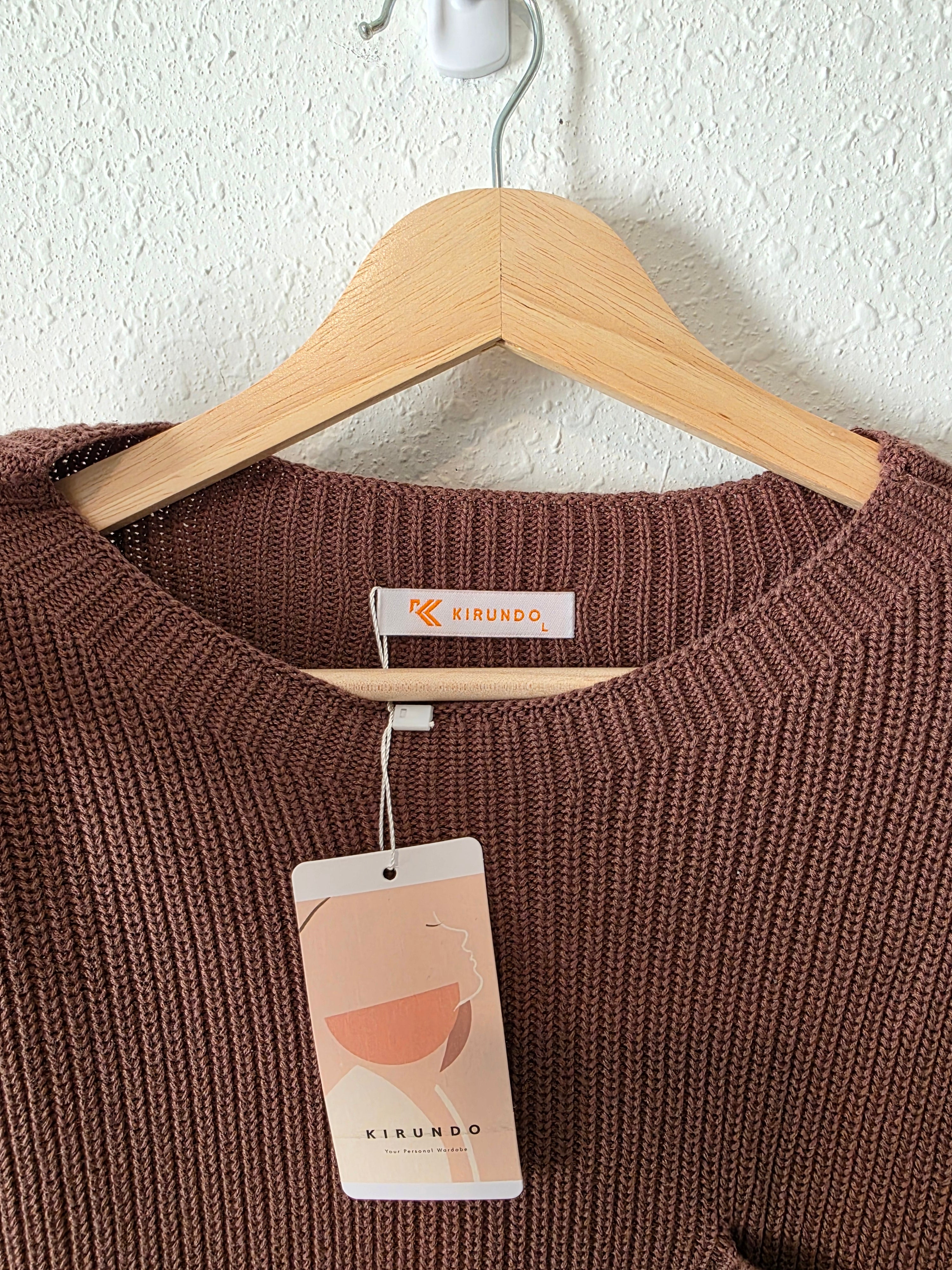 NEW Brown Boxy Knit Top (L)