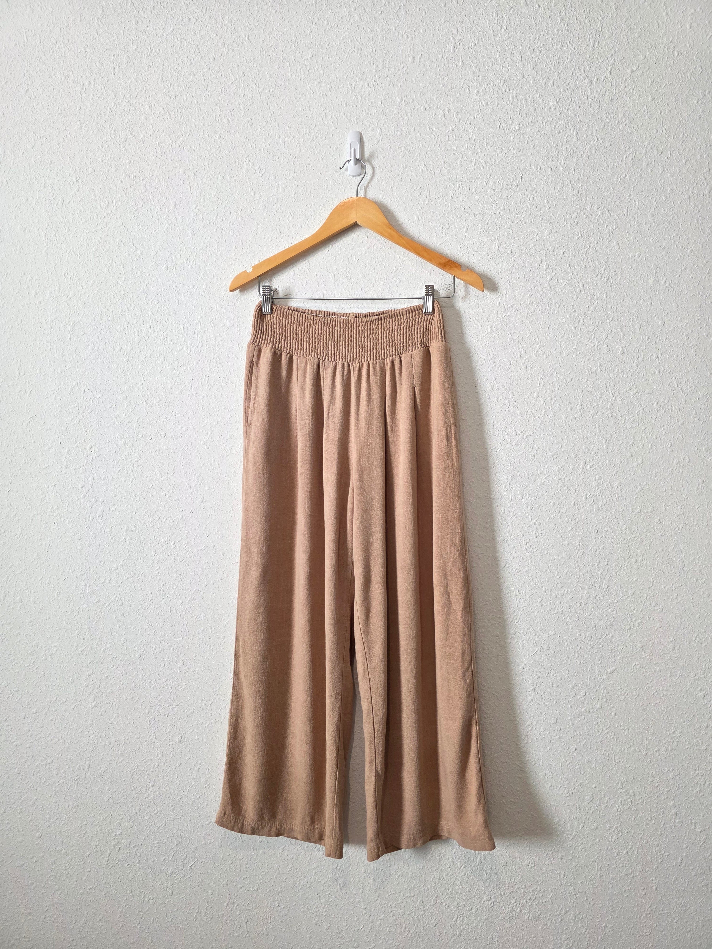 Wide Leg Linen Blend Pants (S)