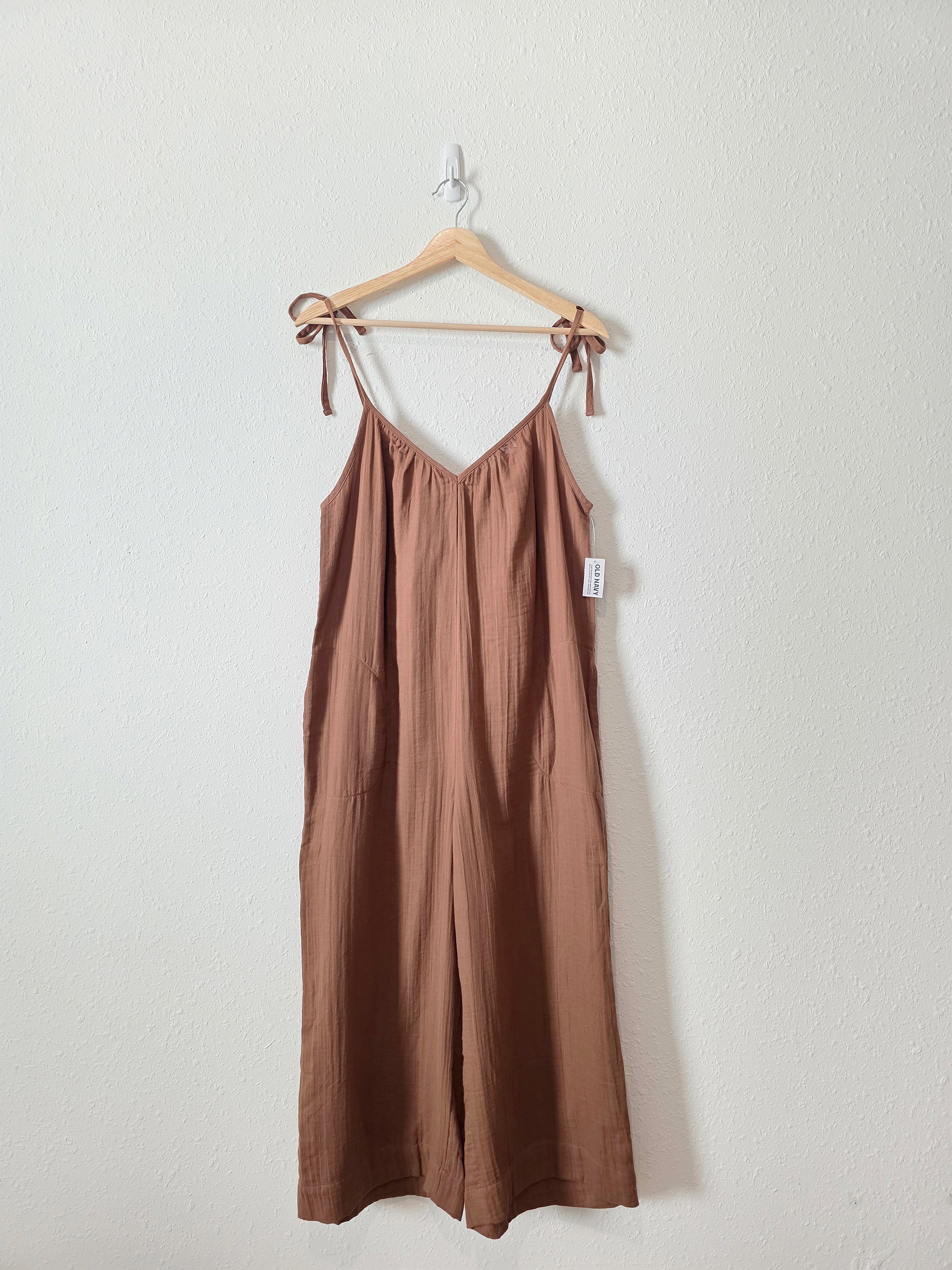 NEW Brown Gauze Wide Leg Jumpsuit (M)