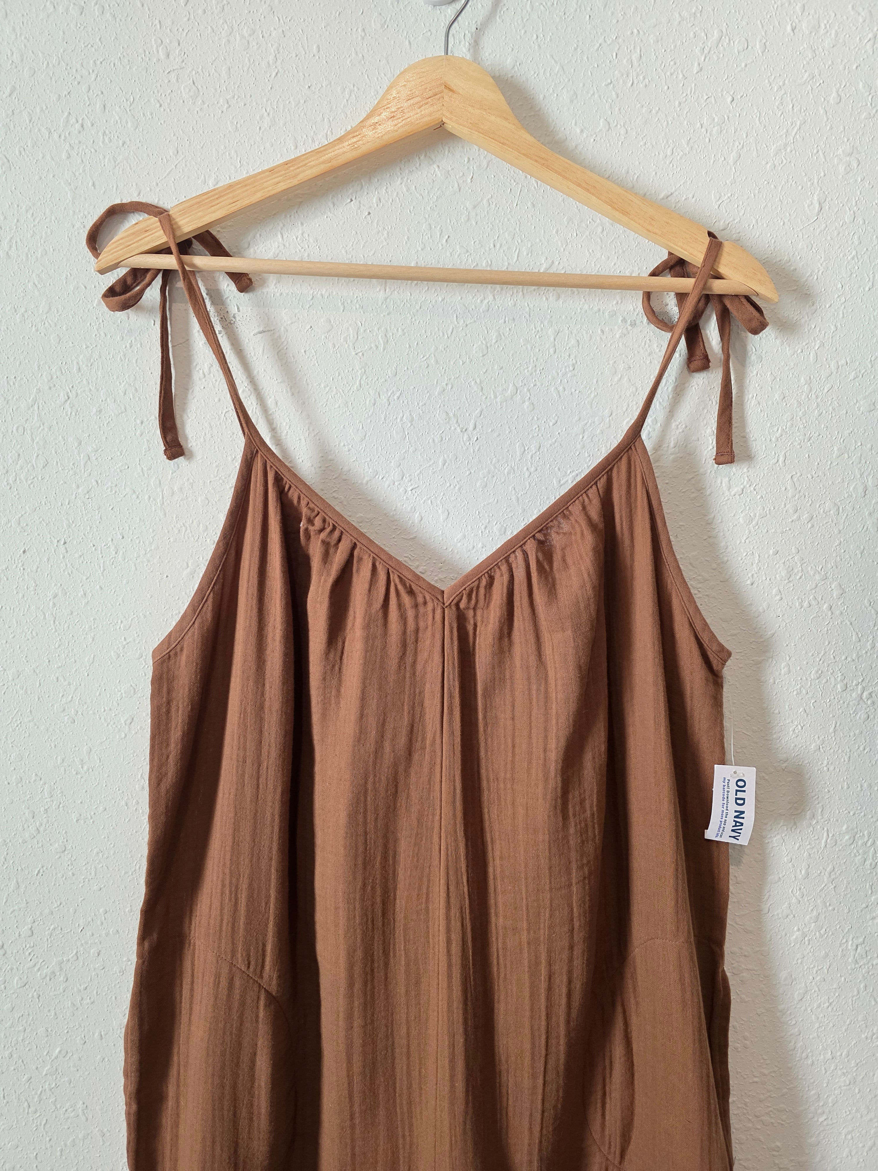 NEW Brown Gauze Wide Leg Jumpsuit (M)