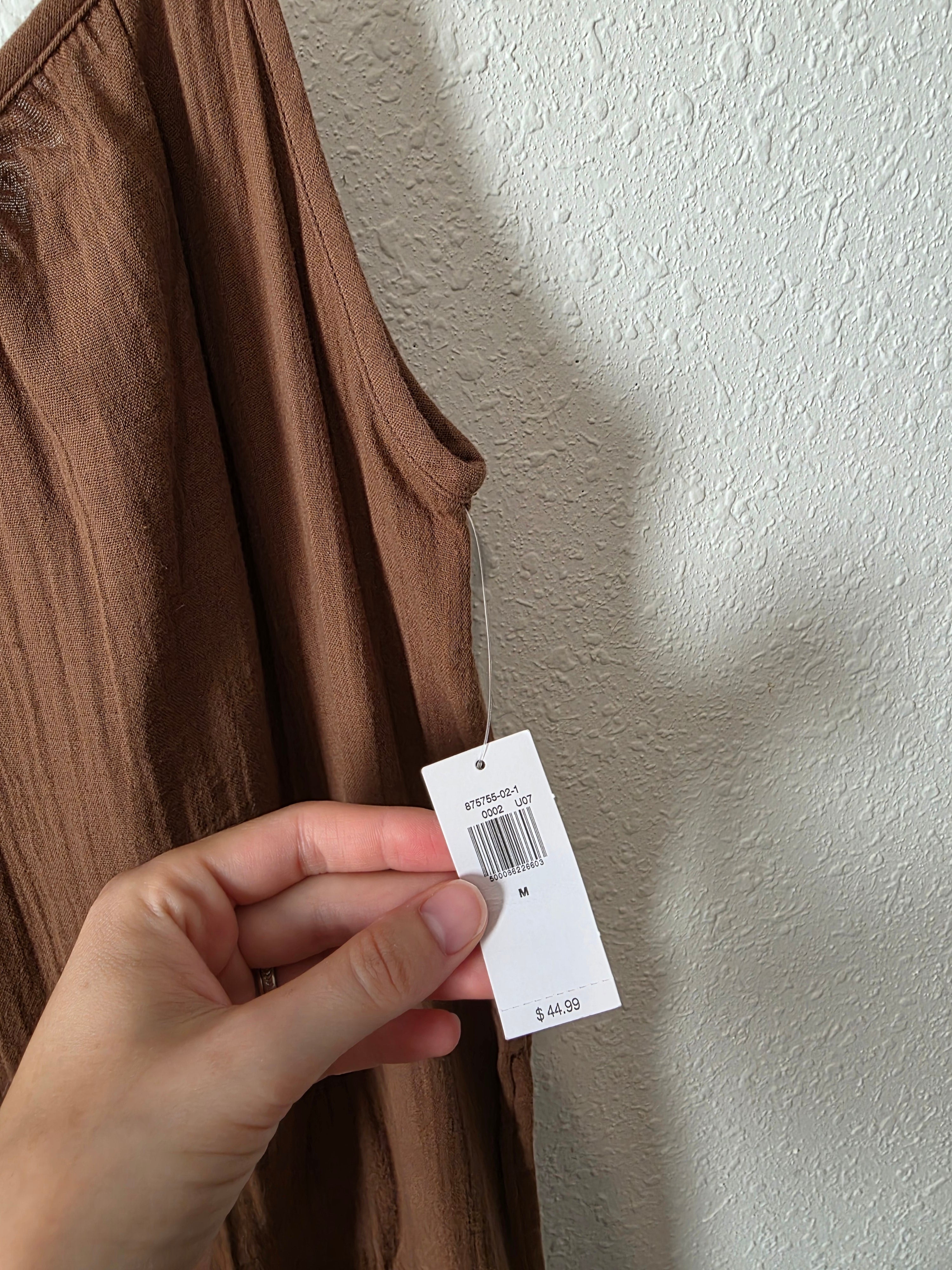 NEW Brown Gauze Wide Leg Jumpsuit (M)