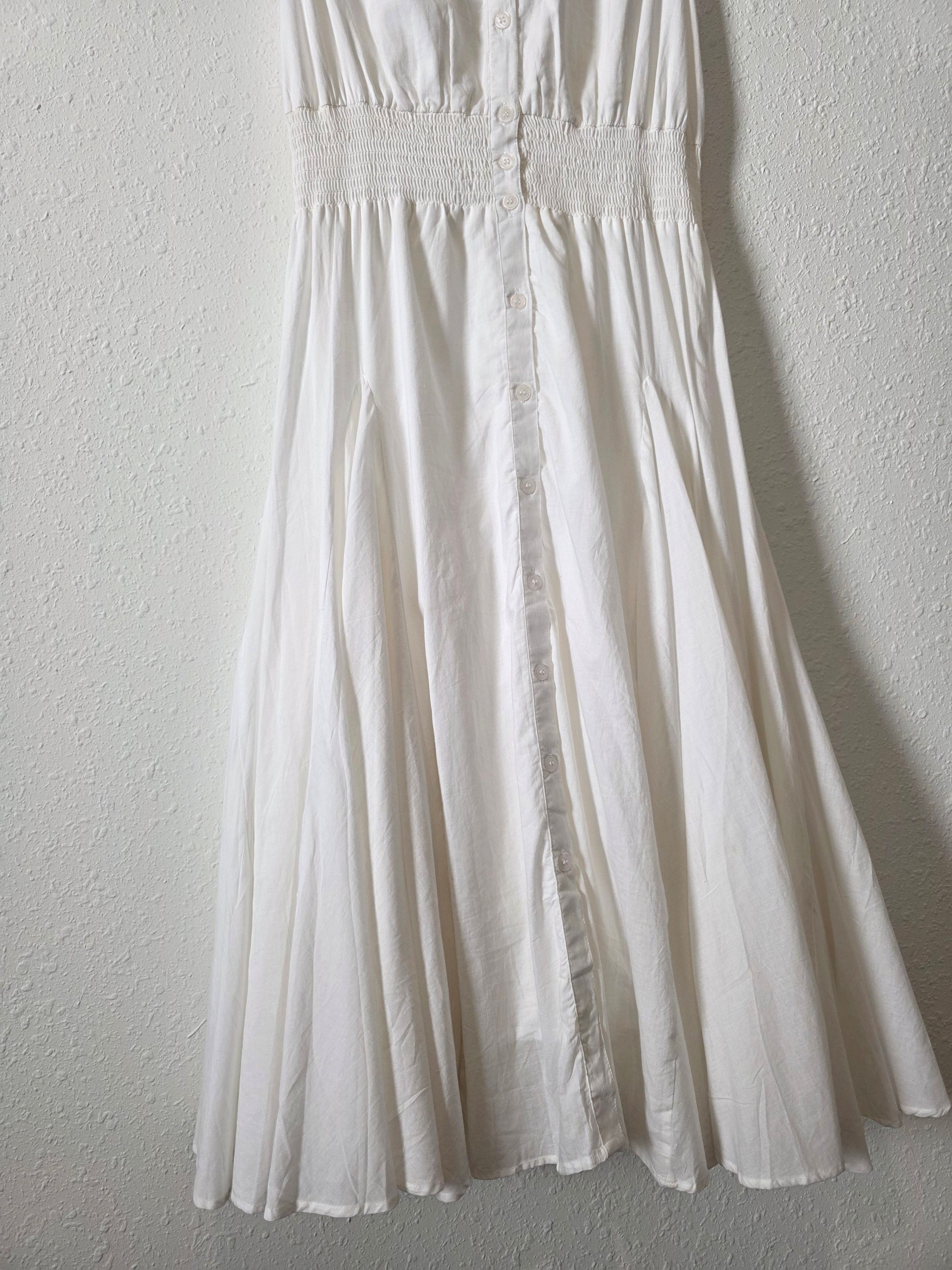 White Smocked Midi Dress (M)