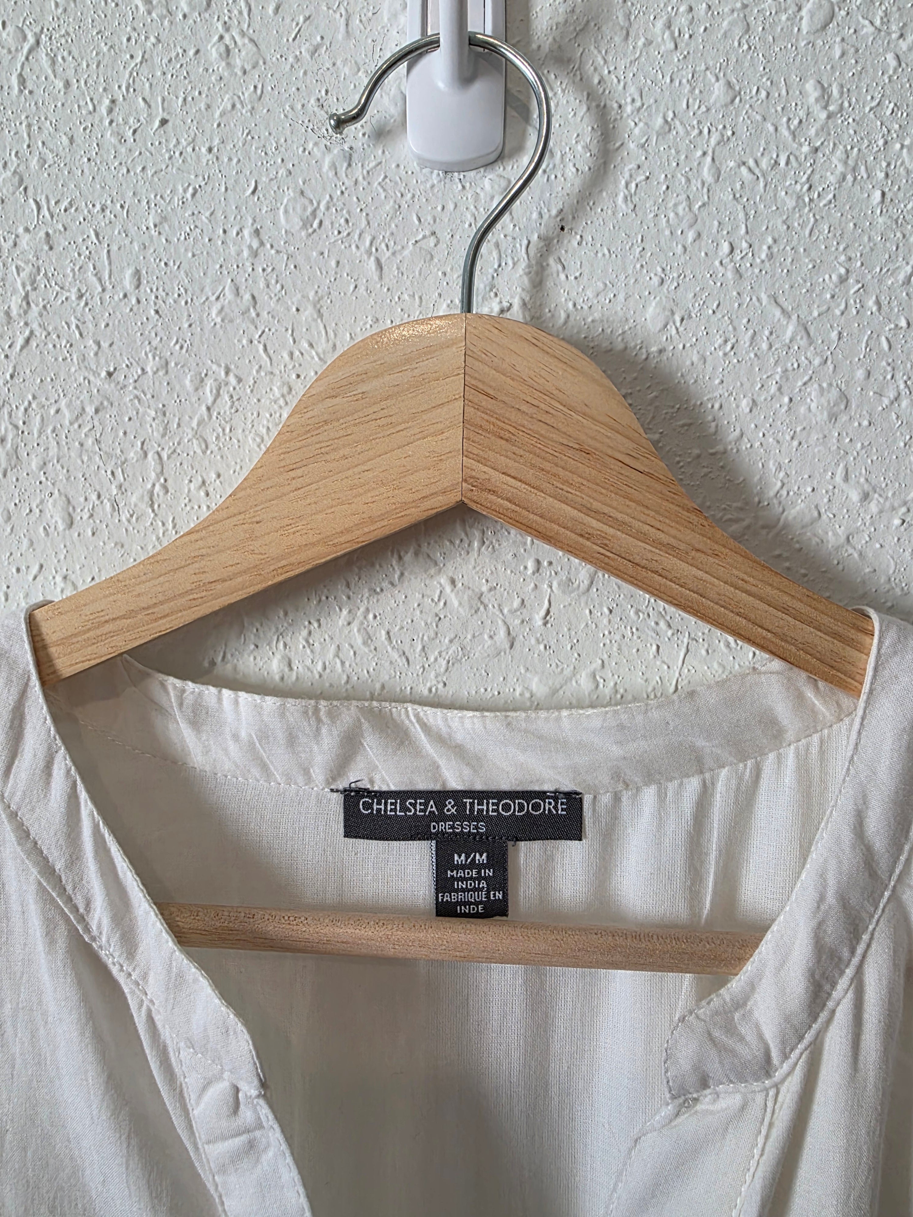 White Smocked Midi Dress (M)