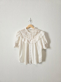Floral Eyelet Cotton Blouse (M)