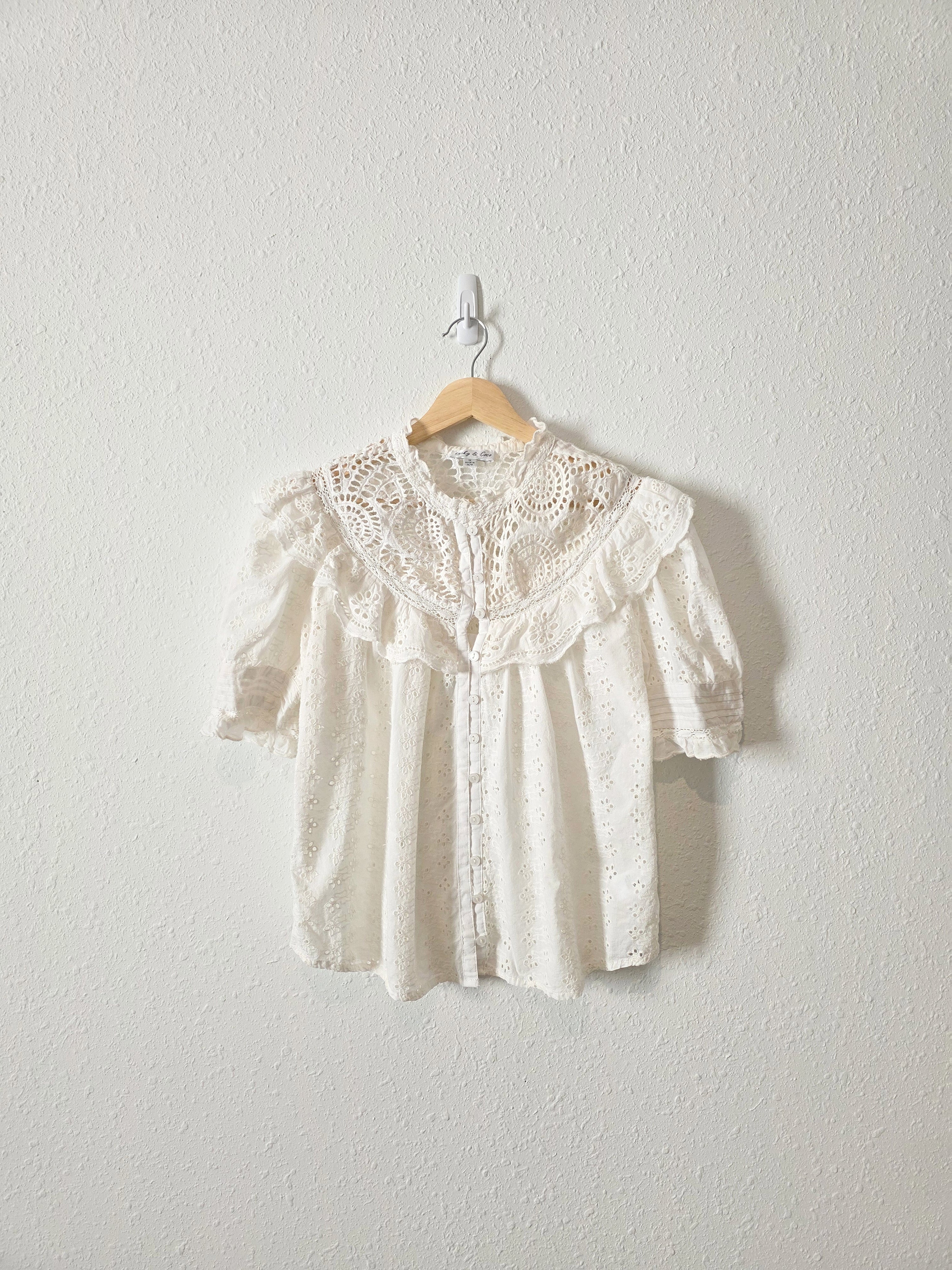 Floral Eyelet Cotton Blouse (M)