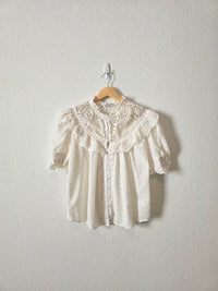 Floral Eyelet Cotton Blouse (M)