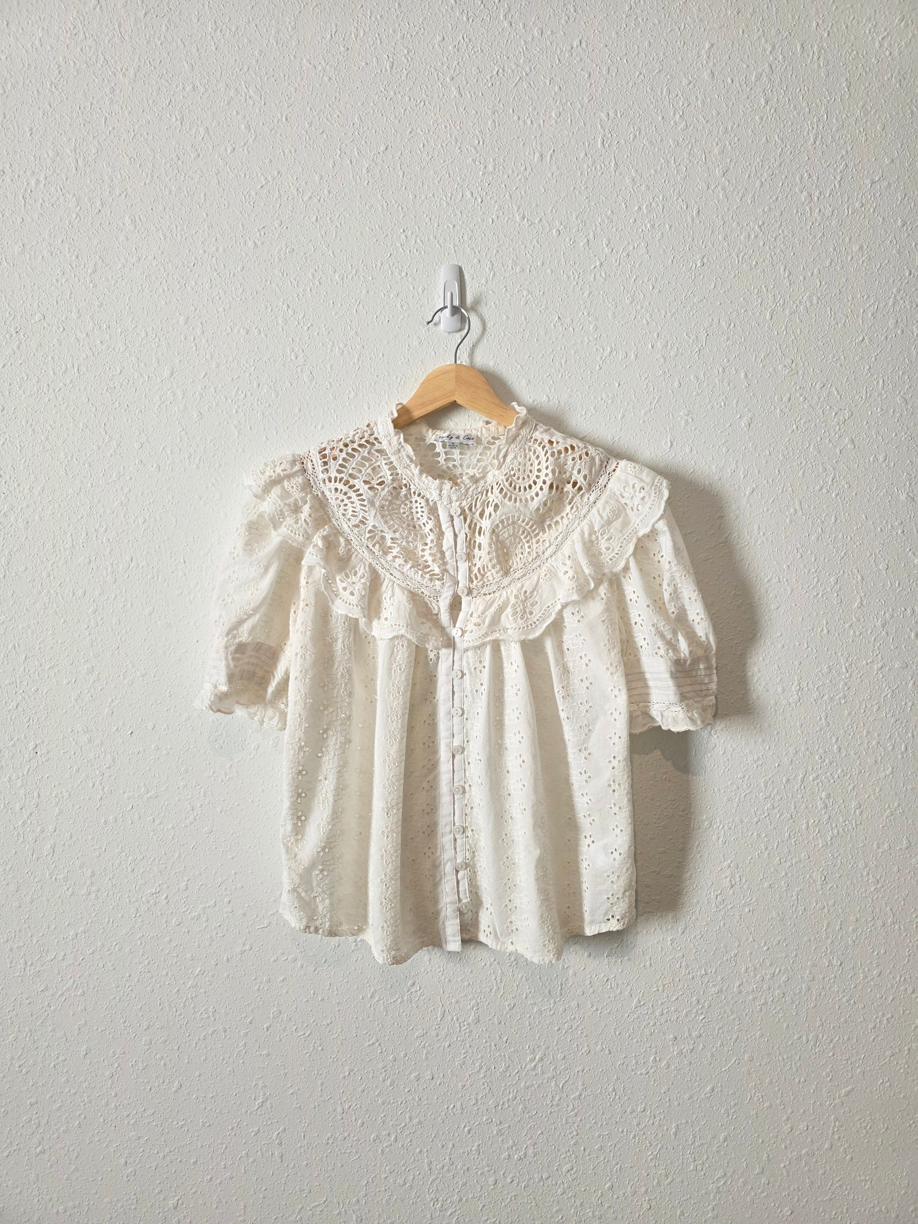 Floral Eyelet Cotton Blouse (M)