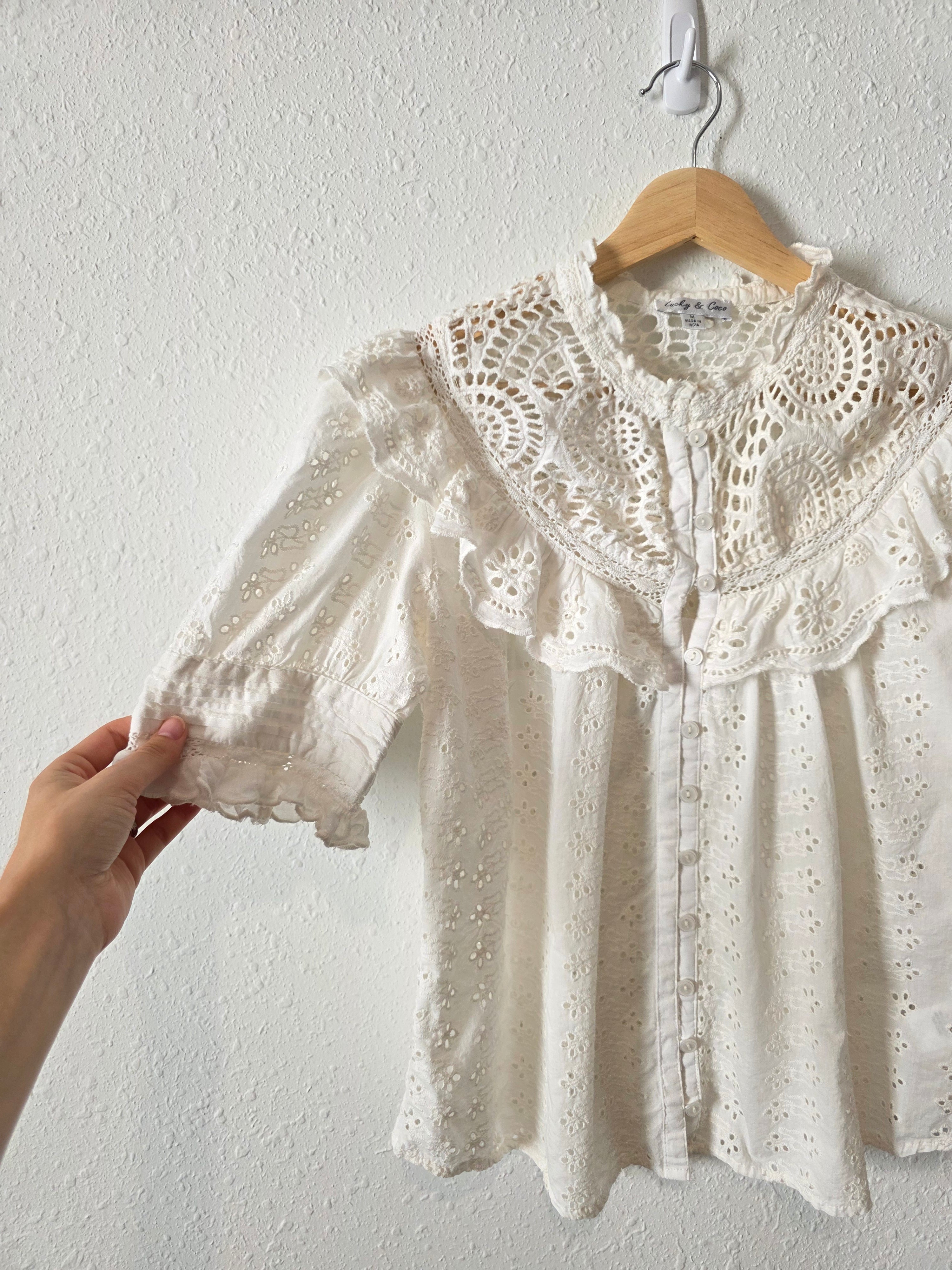 Floral Eyelet Cotton Blouse (M)
