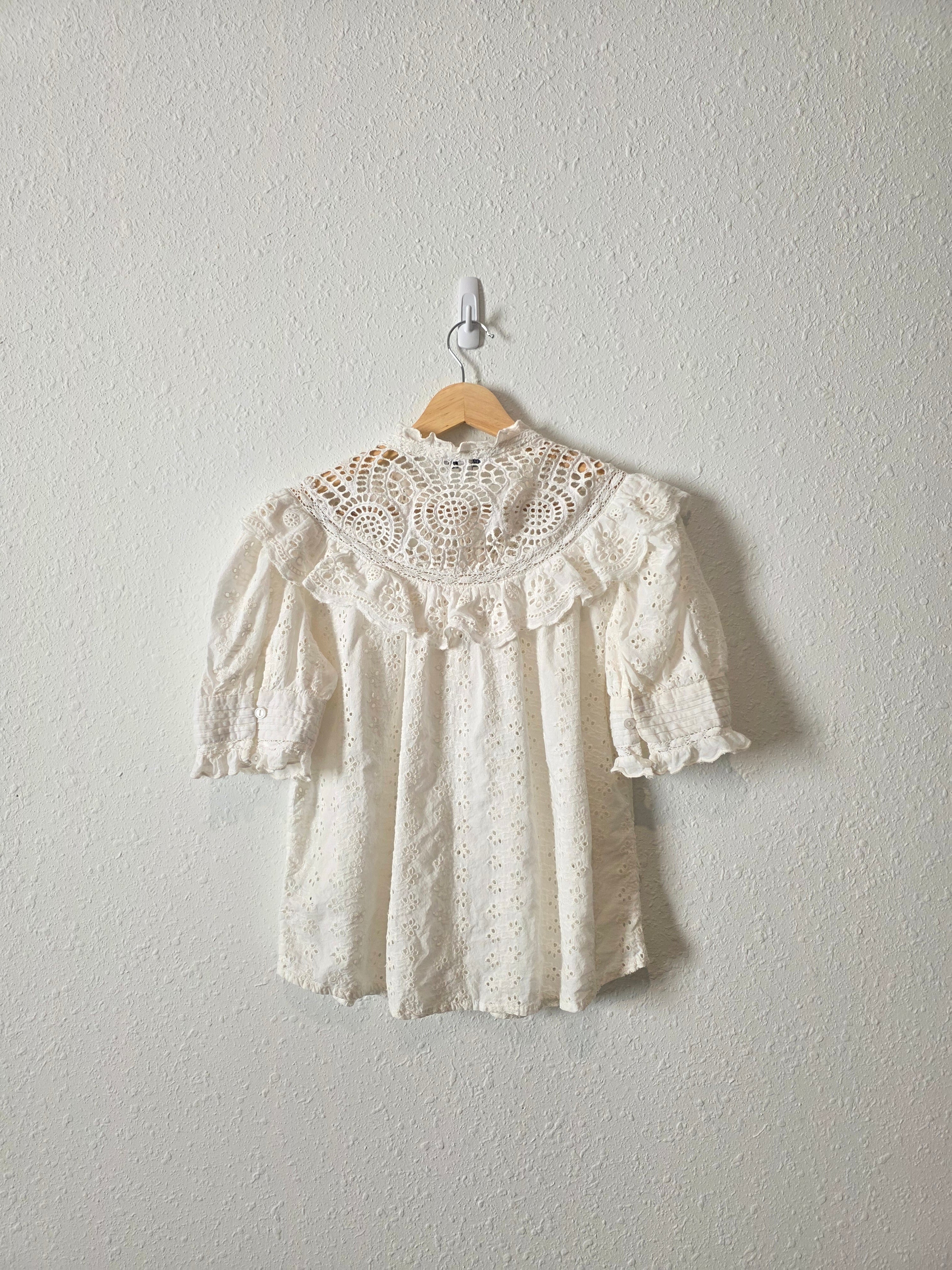 Floral Eyelet Cotton Blouse (M)